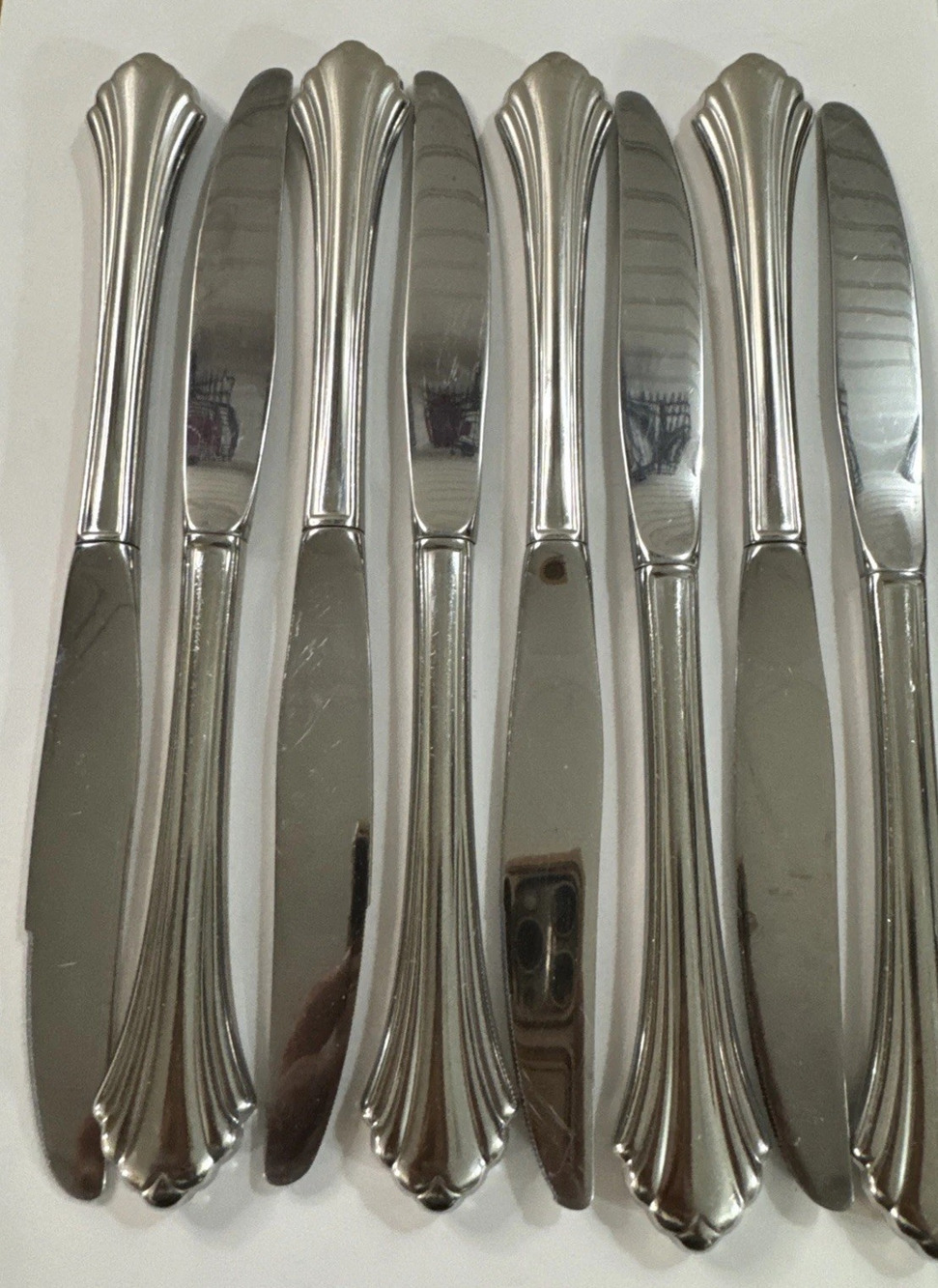 8 Vintage Oneida Bancroft Dinner Knives 9" Stainless Steel Flatware Set USA